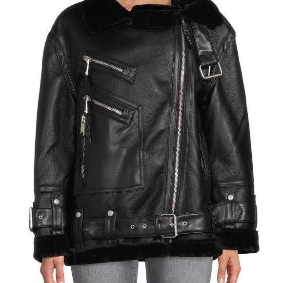 NEW Rebecca Minkoff Faux Leather Moto Jacket 1095NTM - Picture 8 of 9